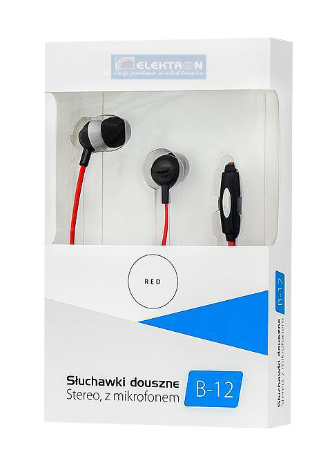 Słuchawki douszne stereo B-12 RED z mik. CB-1275