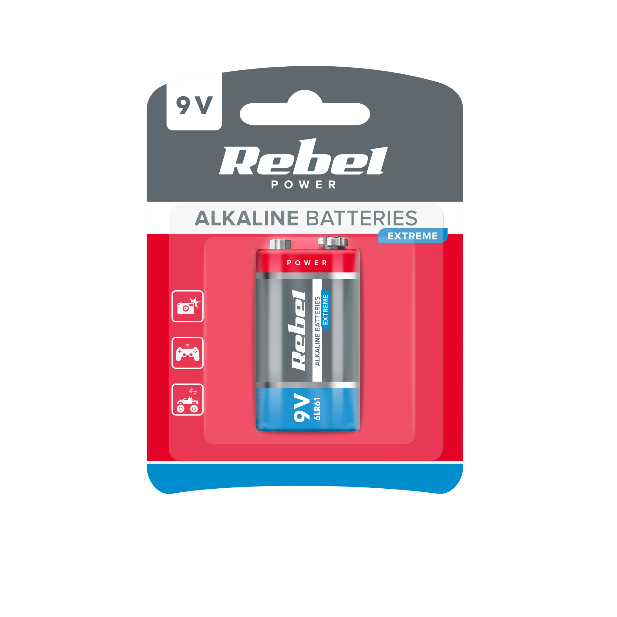 Bateria Rebel Extreme 9V 6F22 Alkaine CB-16797