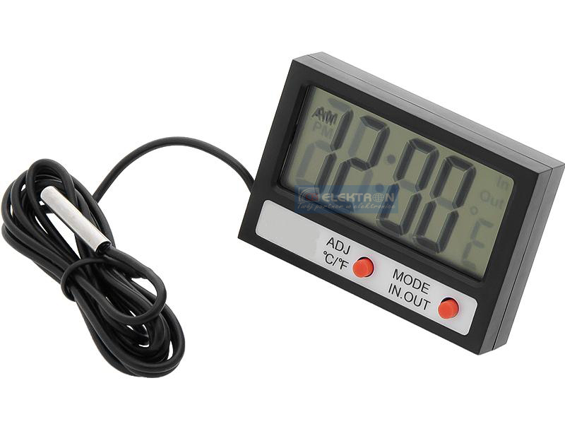 Termometr panelowy LCD+zegar CB-2168