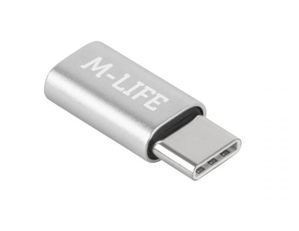 Adapter GN micro USB - WT USB C srebrny CB-31413