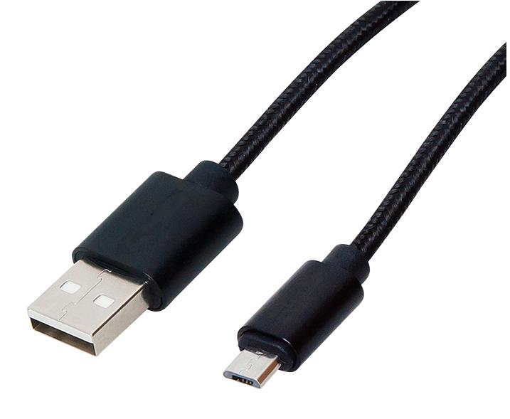 Kabel microUSB - USB czarny pleciony 1.5m CB-5010K
