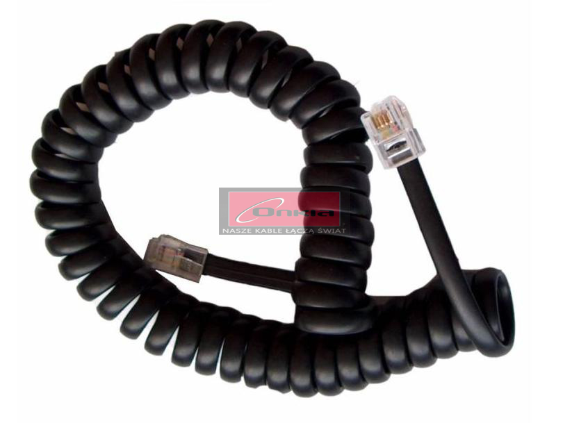 Kabel Onkia spiralny tel. czarny 15m Eco ON-5075