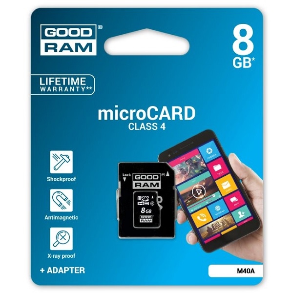 Karta pamięci GoodRam microSD 8GB CB-51160 - Kliknij obrazek, aby zamknłć