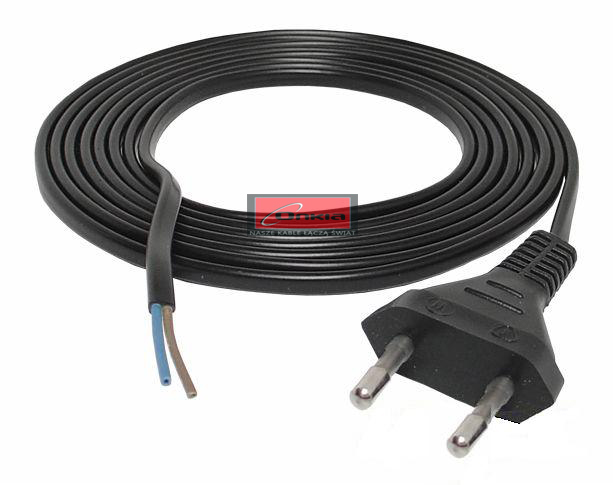 Kabel Onkia zas. 2x0.5mm 1.5m czarny Eco ON-5409