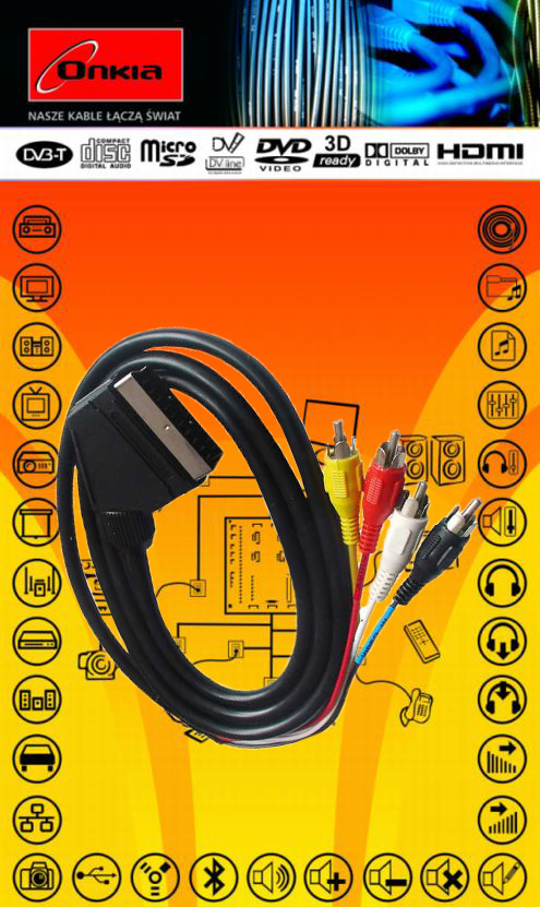 Kabel Onkia Euro-4xRCA 1.0m ON-5614 - Kliknij obrazek, aby zamknłć