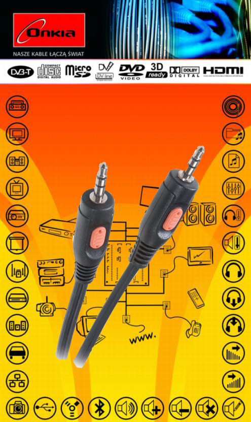 Kabel Onkia Jack 3.5mm wtyk-wtyk 0.8m ON-5669