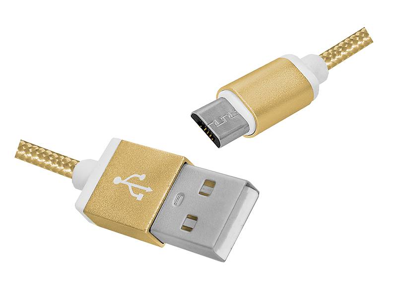 Kabel microUSB - USB złoty 2m CB-5876