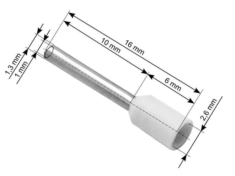 Konektor izolowany kołek 0,5/10mm 100szt CB-83299