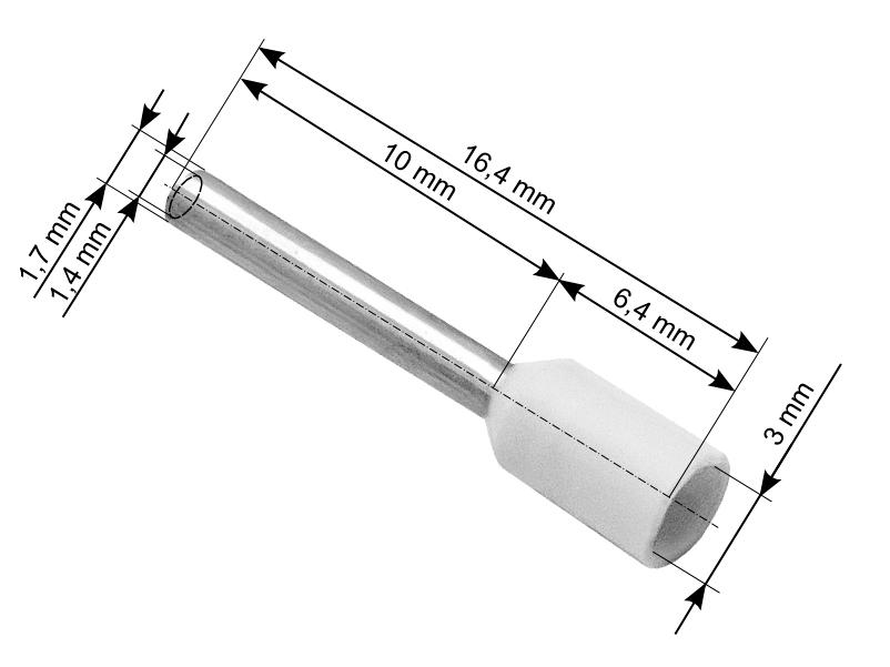 Konektor izolowany kołek 1,0/10mm 100szt CB-83308