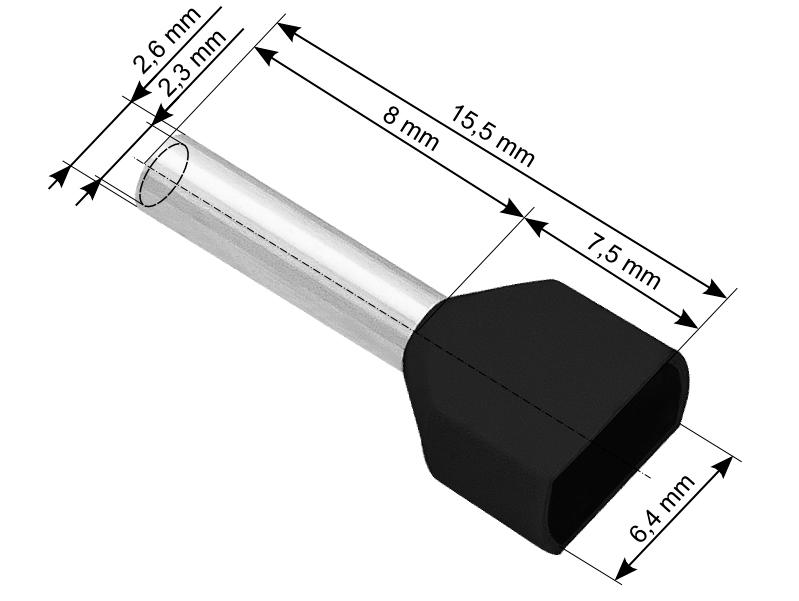 Konektor izolowany kołek 2x1,5/8 100szt CB-83316