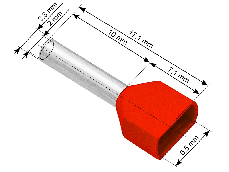 Konektor izolowany kołek 2x1,0/10 100szt CB-83372